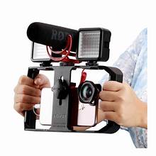 New LED Microphone Smartphone Video Rig Kit Handheld Mobile Stabilizers Links Phone Holder Frame Mount For phone Film Taking